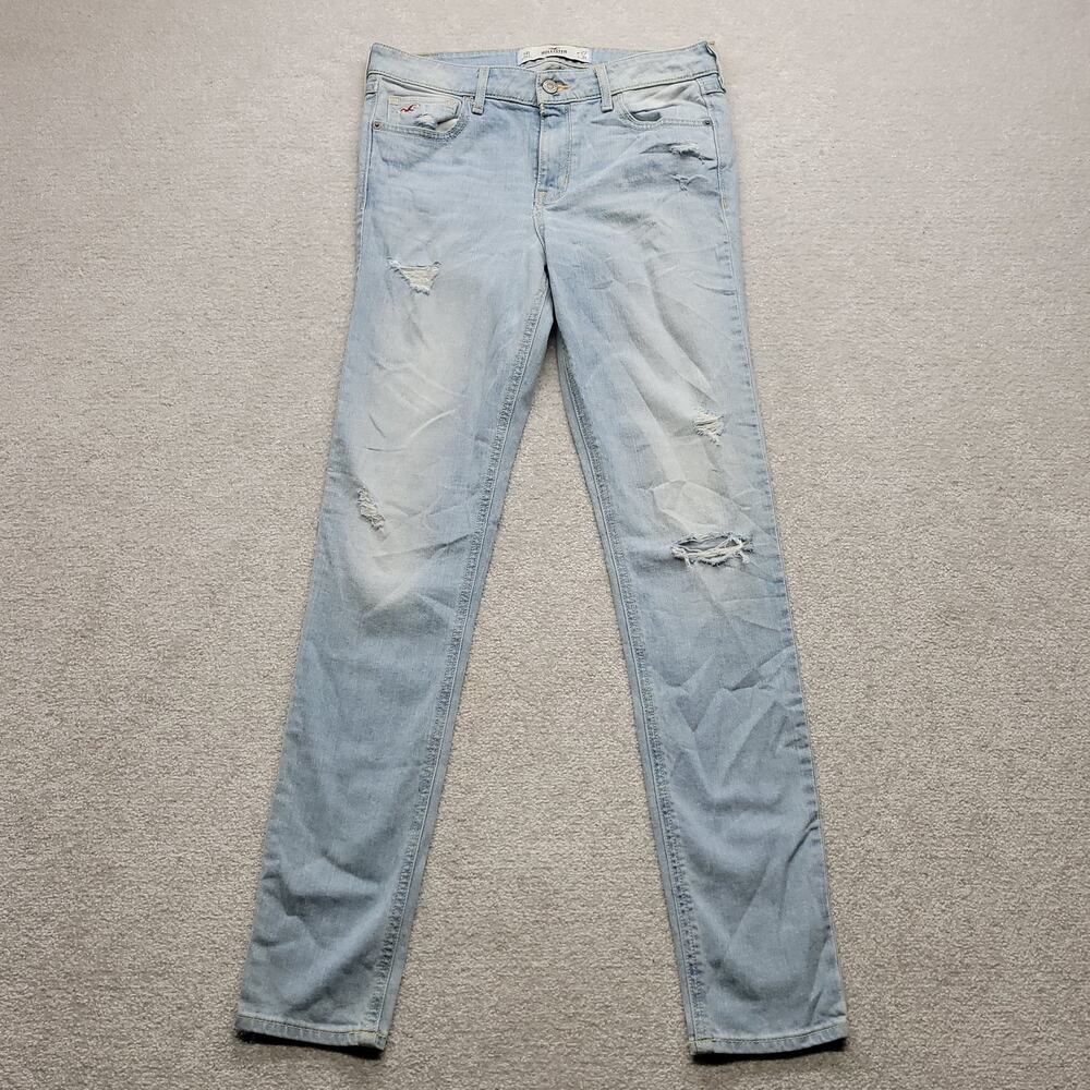 Hollister California Womens Jeans 5R 27x31 Light Wash Distressed Skinny Denim